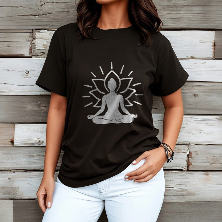Buddha Stonesカジュアル 瞑想 フィギュア 蓮柄 Tシャツ - image 7