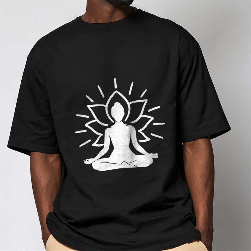 Buddha Stonesカジュアル 瞑想 フィギュア 蓮柄 Tシャツ - image 5