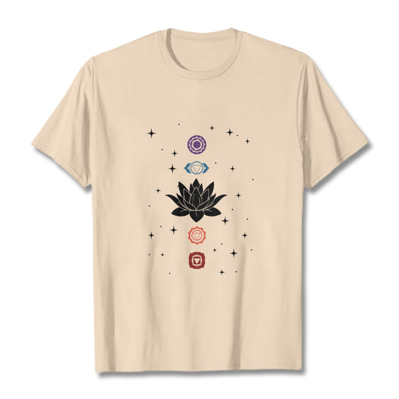 Buddha Stonesカジュアル ロータスフラワー チャクラ柄 Tシャツ - ビスク - 2XL - image 9