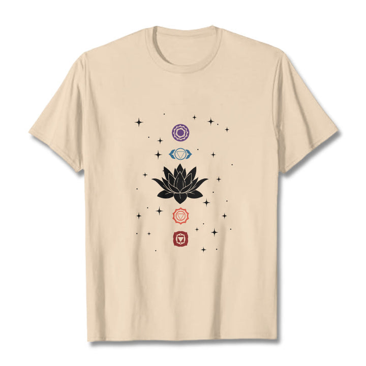 Buddha Stonesカジュアル ロータスフラワー チャクラ柄 Tシャツ - ビスク - 2XL - image 9