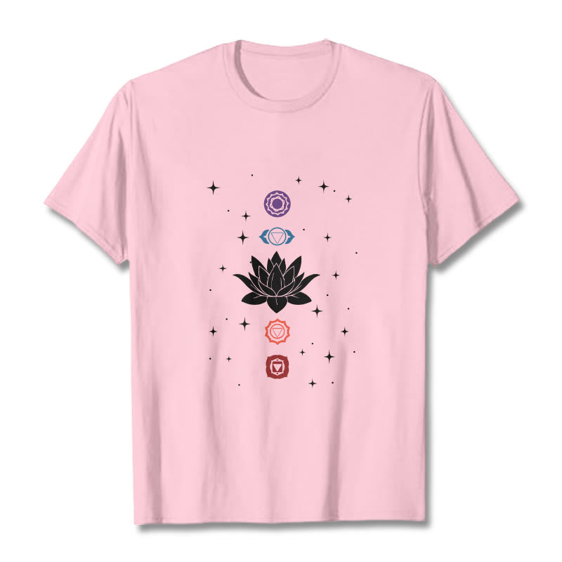 Buddha Stonesカジュアル ロータスフラワー チャクラ柄 Tシャツ - ライトピンク - 2XL - image 13