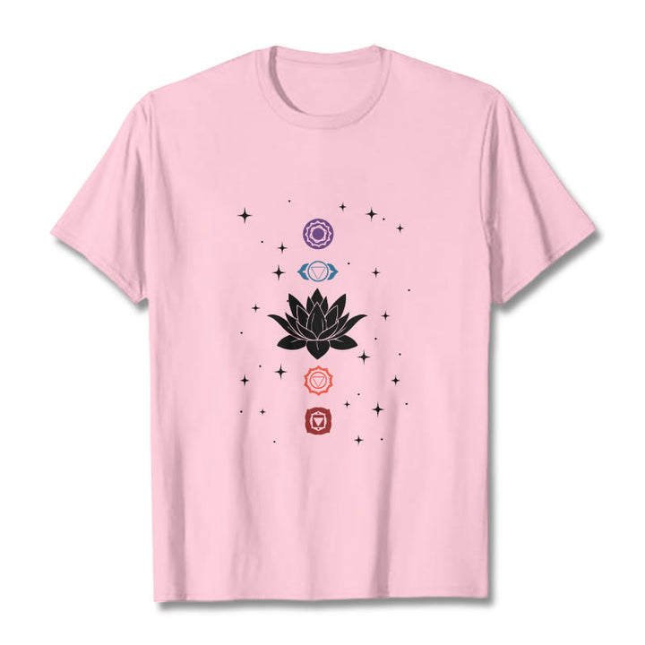 Buddha Stonesカジュアル ロータスフラワー チャクラ柄 Tシャツ - ライトピンク - 2XL - image 13