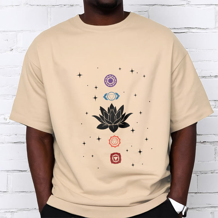 Buddha Stonesカジュアル ロータスフラワー チャクラ柄 Tシャツ - image 10