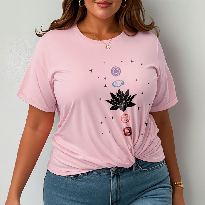 Buddha Stonesカジュアル ロータスフラワー チャクラ柄 Tシャツ - image 14
