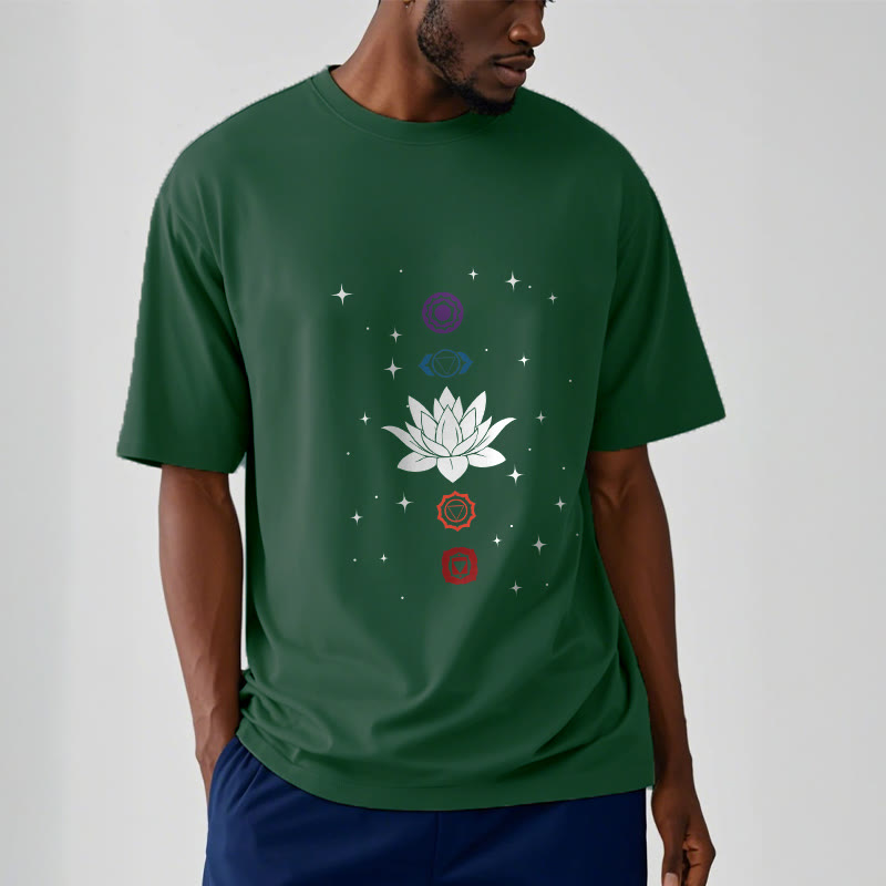 Buddha Stonesカジュアル ロータスフラワー チャクラ柄 Tシャツ - image 12