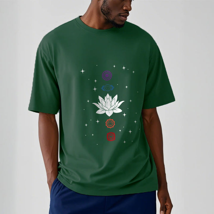 Buddha Stonesカジュアル ロータスフラワー チャクラ柄 Tシャツ - image 12