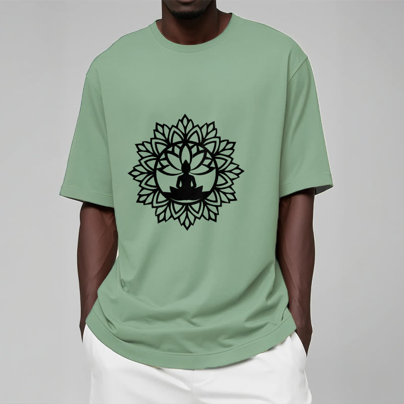Buddha Stonesカジュアル マンダラ 座仏 柄 Tシャツ - image 2