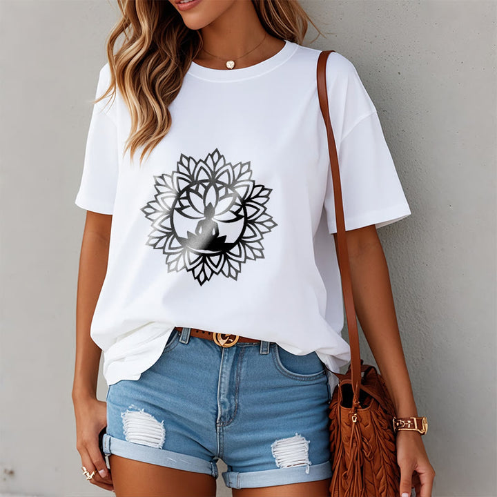 Buddha Stonesカジュアル マンダラ 座仏 柄 Tシャツ - image 10