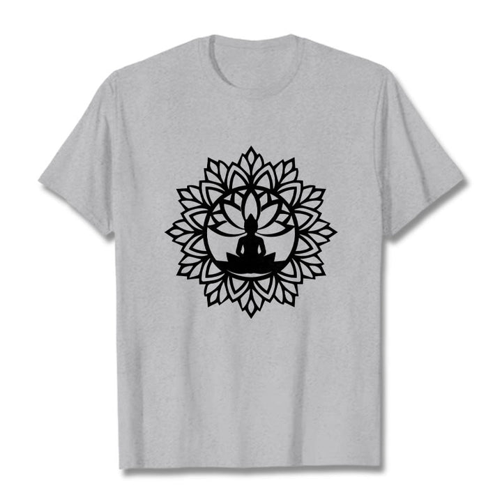 Buddha Stonesカジュアル マンダラ 座仏 柄 Tシャツ - ライトグレー - 2XL - image 20