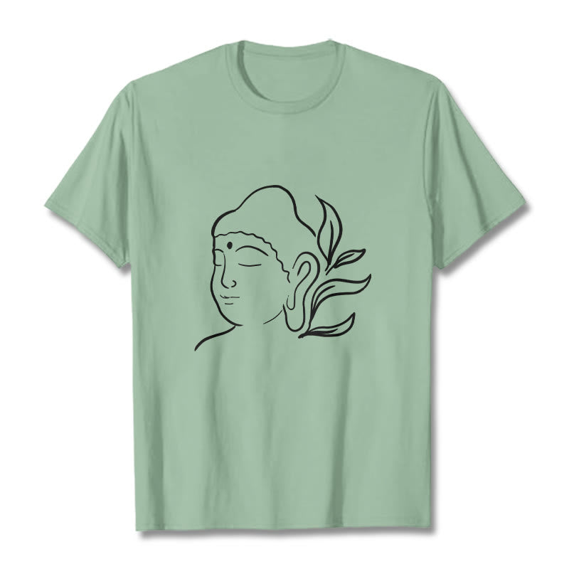 Buddha Stonesカジュアル 仏陀の顔柄Tシャツ - ペールグリーン - 2XL - image 15
