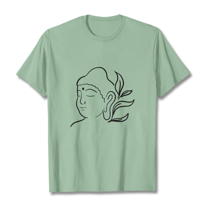 Buddha Stonesカジュアル 仏陀の顔柄Tシャツ - ペールグリーン - 2XL - image 15