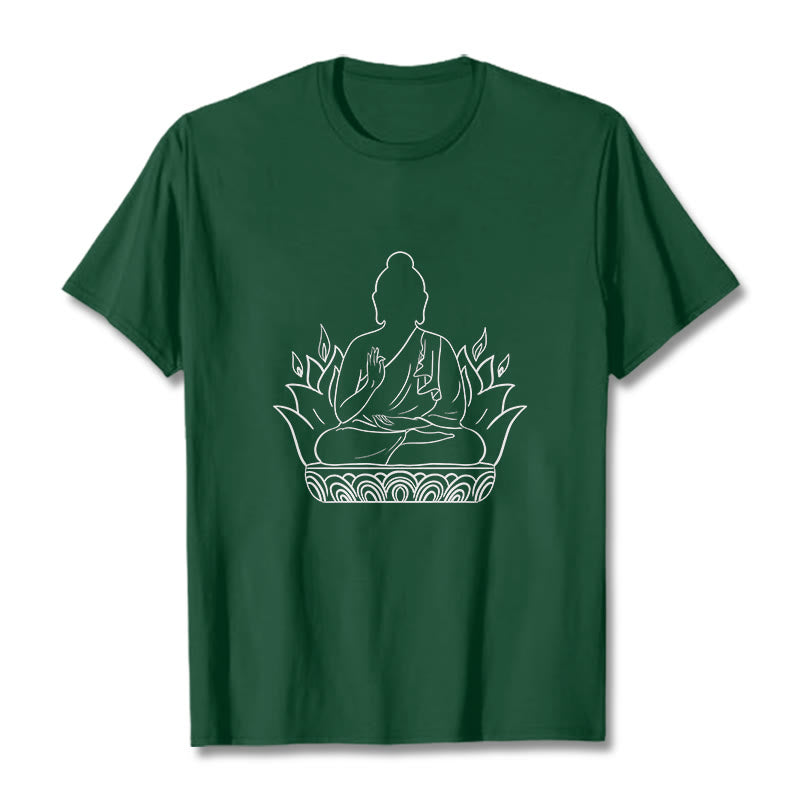 Buddha Stonesカジュアル瞑想仏陀柄Tシャツ - フォレストグリーン - 2XL - image 11