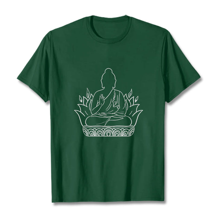 Buddha Stonesカジュアル瞑想仏陀柄Tシャツ - フォレストグリーン - 2XL - image 11