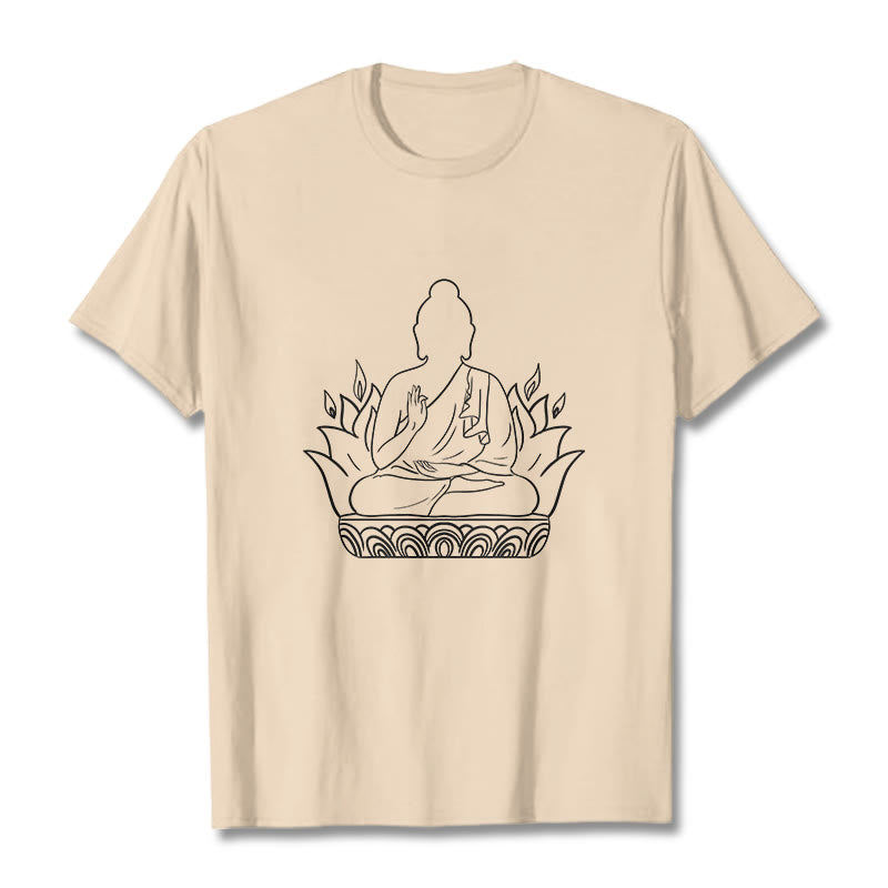 Buddha Stonesカジュアル瞑想仏陀柄Tシャツ - ビスク - 2XL - image 1