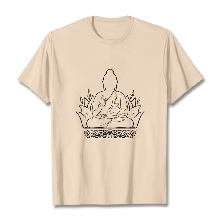Buddha Stonesカジュアル瞑想仏陀柄Tシャツ - ビスク - 2XL - image 1