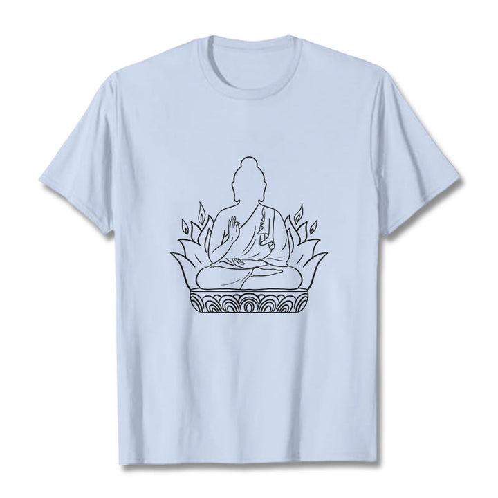 Buddha Stonesカジュアル瞑想仏陀柄Tシャツ - ライトシアン - 2XL - image 19