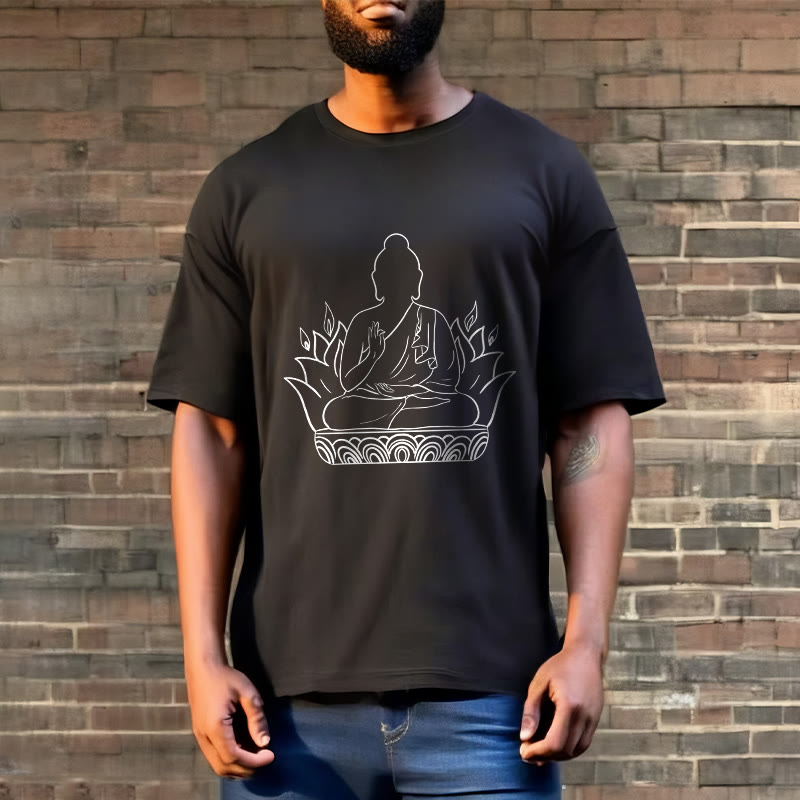 Buddha Stonesカジュアル瞑想仏陀柄Tシャツ - image 6