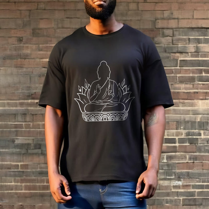 Buddha Stonesカジュアル瞑想仏陀柄Tシャツ - image 6