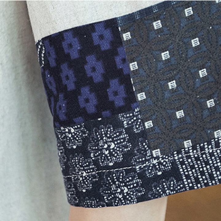 Buddha Stonesエスニックプリントパッチワーク半袖オープンフロントジャケットコットンリネンメンズ着物 - image 19