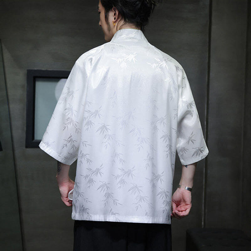 Buddha Stonesジャカード竹 七分袖 フロッグボタン タンスーツ メンズ コットンシャツ - image 11