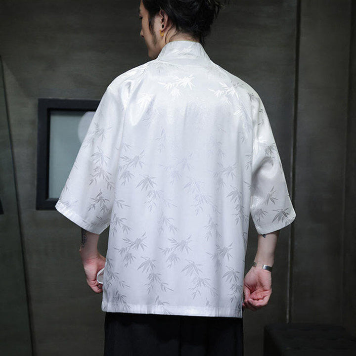 Buddha Stonesジャカード竹 七分袖 フロッグボタン タンスーツ メンズ コットンシャツ - image 11