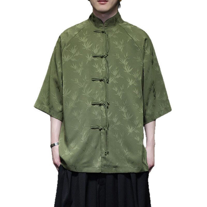 Buddha Stonesジャカード竹 七分袖 フロッグボタン タンスーツ メンズ コットンシャツ - image 26