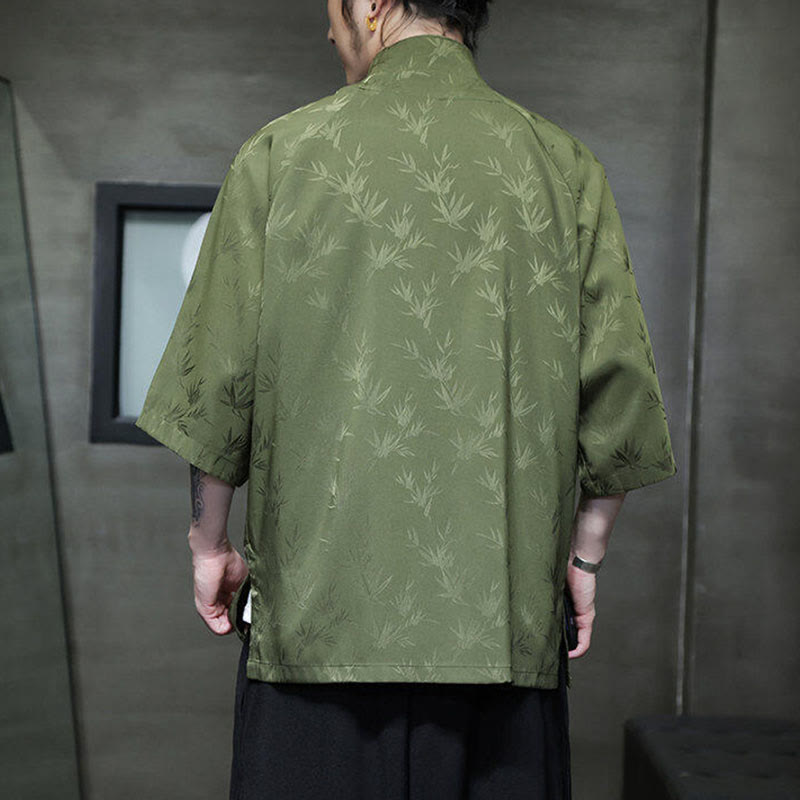 Buddha Stonesジャカード竹 七分袖 フロッグボタン タンスーツ メンズ コットンシャツ - image 20