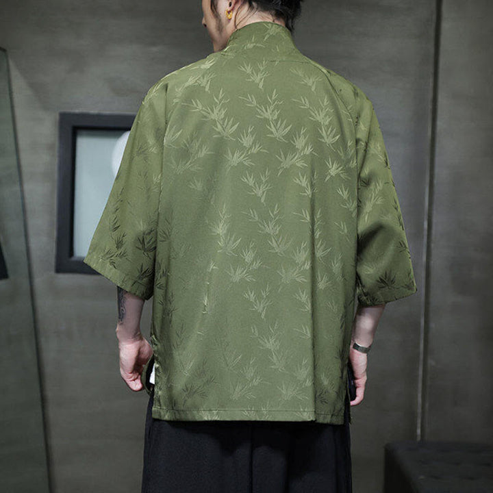 Buddha Stonesジャカード竹 七分袖 フロッグボタン タンスーツ メンズ コットンシャツ - image 20
