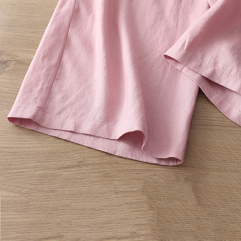 Buddha Stonesカジュアル レトロ 無地 レディース コットン ワイドレッグパンツ ポケット ジッパー付き - image 28