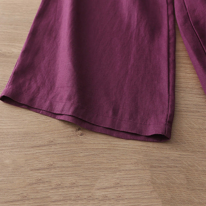 Buddha Stonesカジュアル レトロ 無地 レディース コットン ワイドレッグパンツ ポケット ジッパー付き - image 32