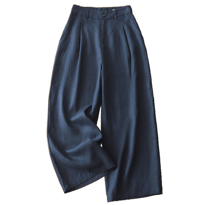 Buddha Stonesカジュアル レトロ 無地 レディース コットン ワイドレッグパンツ ポケット ジッパー付き