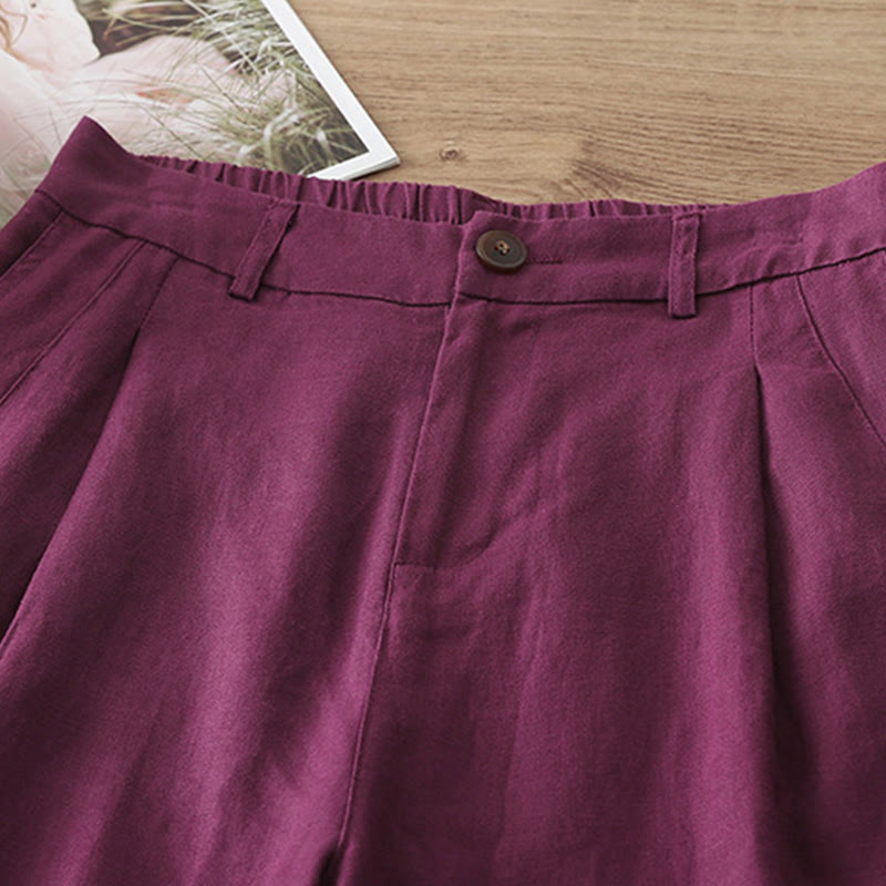 Buddha Stonesカジュアル レトロ 無地 レディース コットン ワイドレッグパンツ ポケット ジッパー付き - image 31