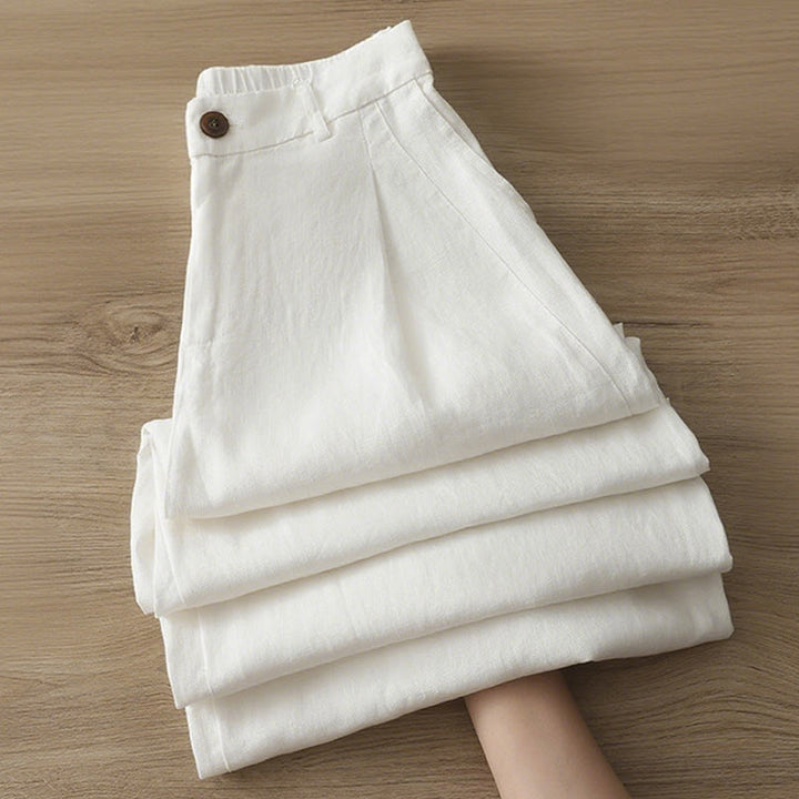 Buddha Stonesカジュアル レトロ 無地 レディース コットン ワイドレッグパンツ ポケット ジッパー付き - image 4