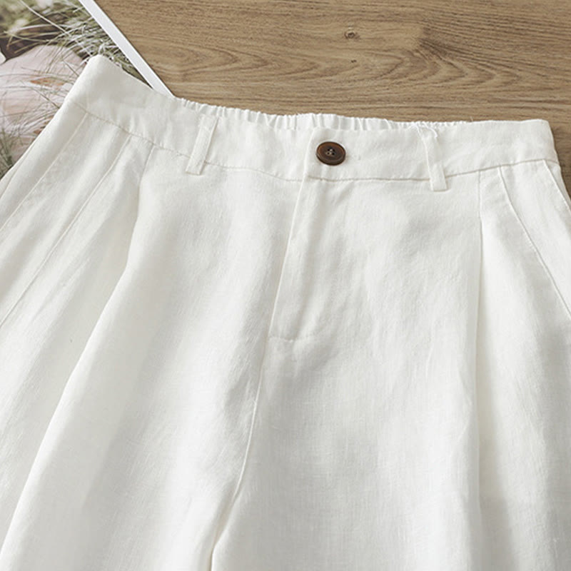 Buddha Stonesカジュアル レトロ 無地 レディース コットン ワイドレッグパンツ ポケット ジッパー付き - image 7