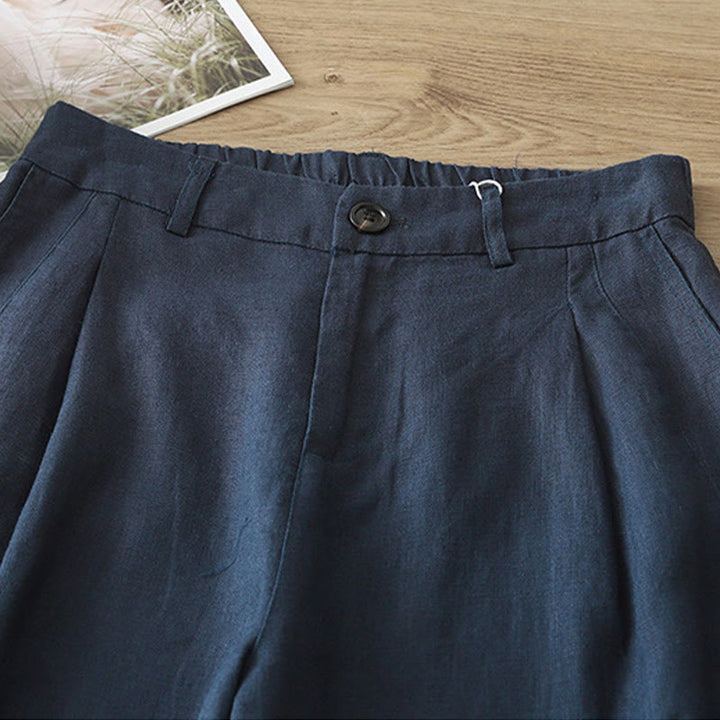 Buddha Stonesカジュアル レトロ 無地 レディース コットン ワイドレッグパンツ ポケット ジッパー付き - image 34