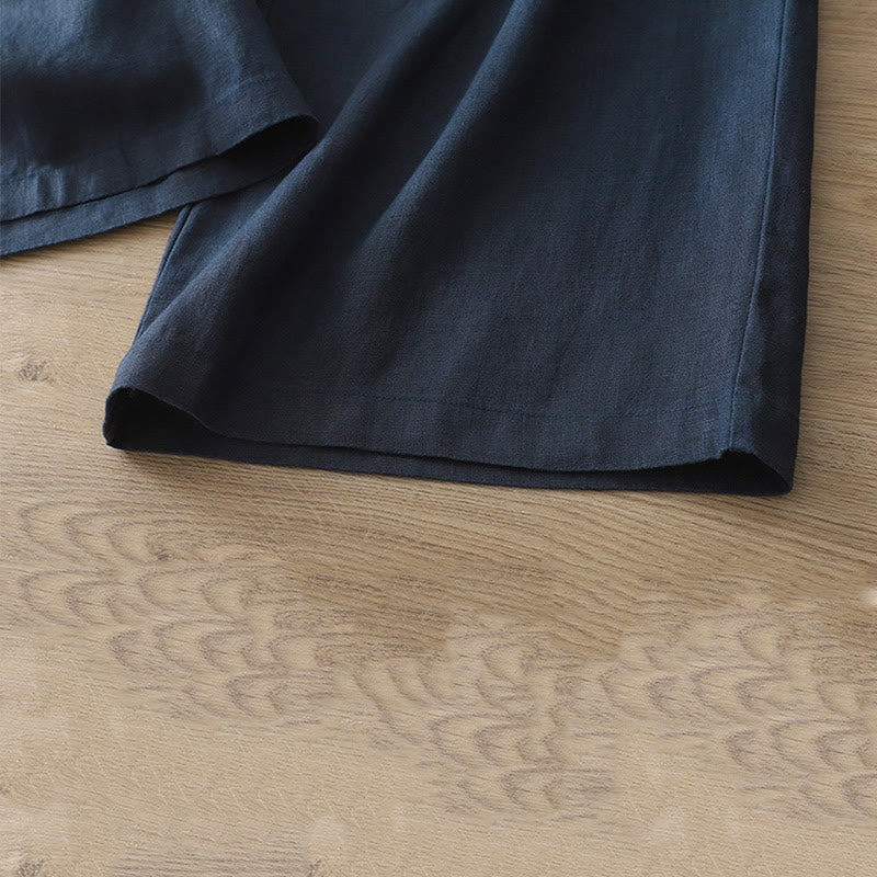 Buddha Stonesカジュアル レトロ 無地 レディース コットン ワイドレッグパンツ ポケット ジッパー付き - image 36