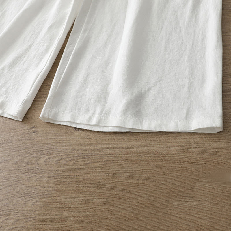 Buddha Stonesカジュアル レトロ 無地 レディース コットン ワイドレッグパンツ ポケット ジッパー付き - image 14