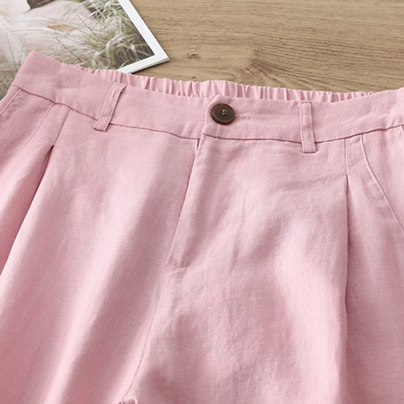 Buddha Stonesカジュアル レトロ 無地 レディース コットン ワイドレッグパンツ ポケット ジッパー付き - image 26