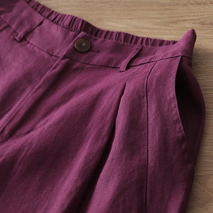 Buddha Stonesカジュアル レトロ 無地 レディース コットン ワイドレッグパンツ ポケット ジッパー付き - image 30