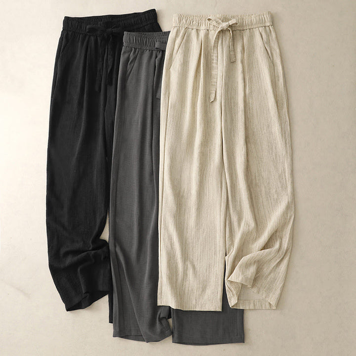 Buddha Stonesカジュアル サマー レースアップ テクスチャデザイン レディース コットン ワイドレッグパンツ ポケット付き - image 16