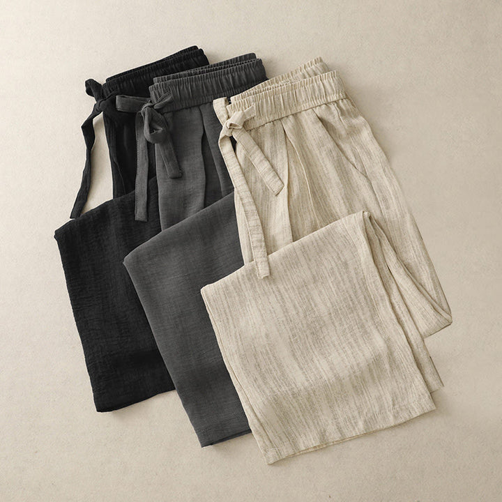 Buddha Stonesカジュアル サマー レースアップ テクスチャデザイン レディース コットン ワイドレッグパンツ ポケット付き - image 17