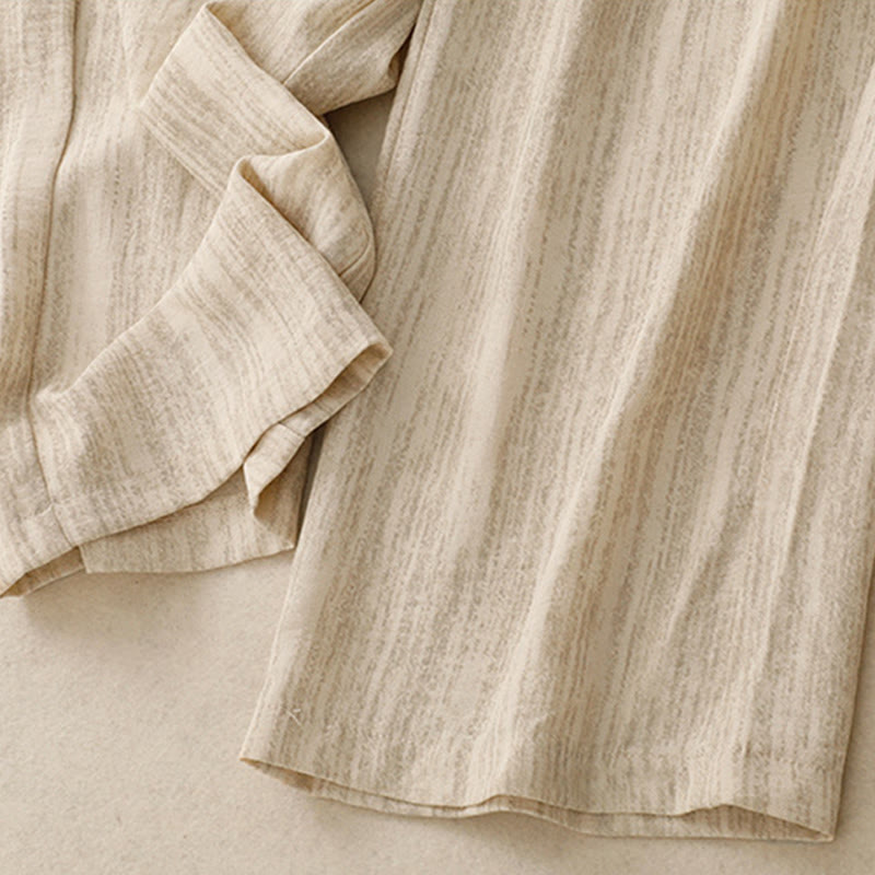 Buddha Stonesカジュアル サマー レースアップ テクスチャデザイン レディース コットン ワイドレッグパンツ ポケット付き - image 5