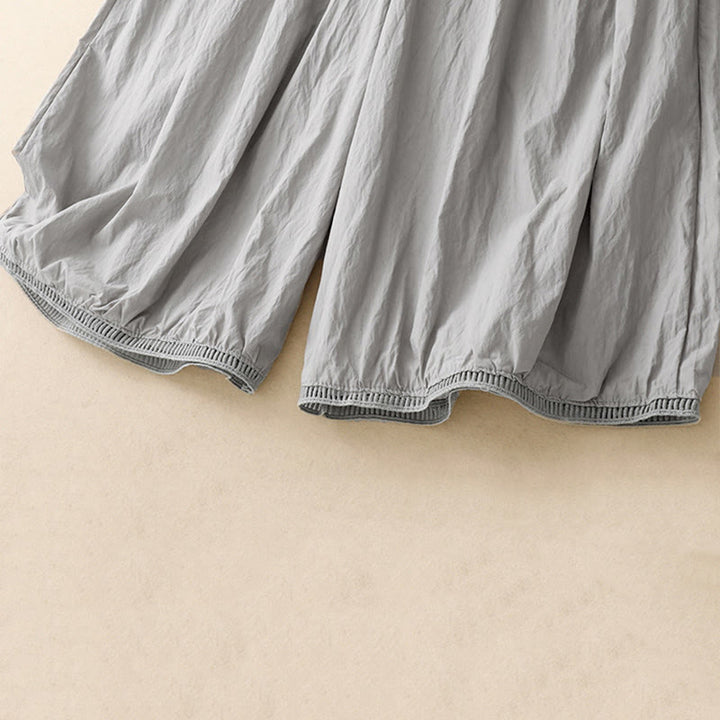 Buddha Stonesカジュアルヘムホローデザイン レディース コットン 7-8丈 ワイドレッグパンツ ポケット付き - image 14