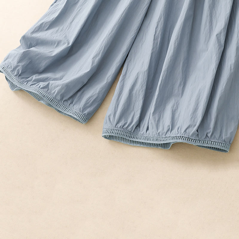 Buddha Stonesカジュアルヘムホローデザイン レディース コットン 7-8丈 ワイドレッグパンツ ポケット付き - image 6