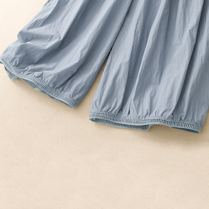 Buddha Stonesカジュアルヘムホローデザイン レディース コットン 7-8丈 ワイドレッグパンツ ポケット付き - image 6