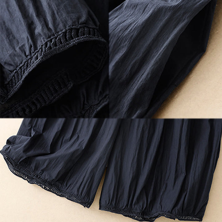 Buddha Stonesカジュアルヘムホローデザイン レディース コットン 7-8丈 ワイドレッグパンツ ポケット付き - image 18