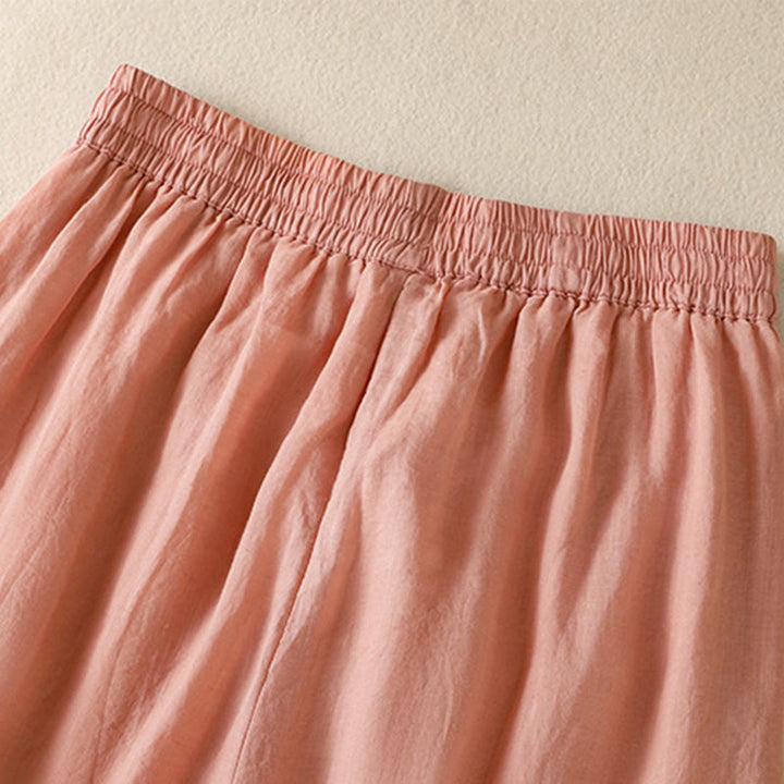 Buddha Stones通勤用刺繍ドローストリングレディースコットンワイドレッグパンツ（ポケット付き） - image 22