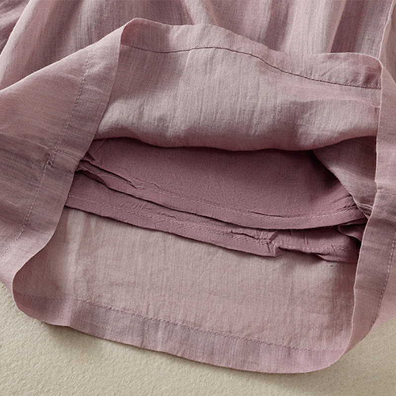 Buddha Stones通勤用刺繍ドローストリングレディースコットンワイドレッグパンツ（ポケット付き） - image 41