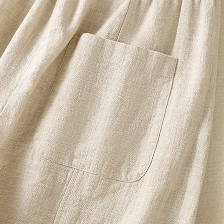 Buddha Stones無地 シンプルデザイン ハイウエスト レディース コットンリネン ハーレムパンツ ポケット付き - image 8