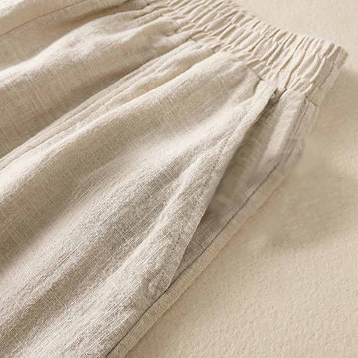 Buddha Stones無地 シンプルデザイン ハイウエスト レディース コットンリネン ハーレムパンツ ポケット付き - image 5